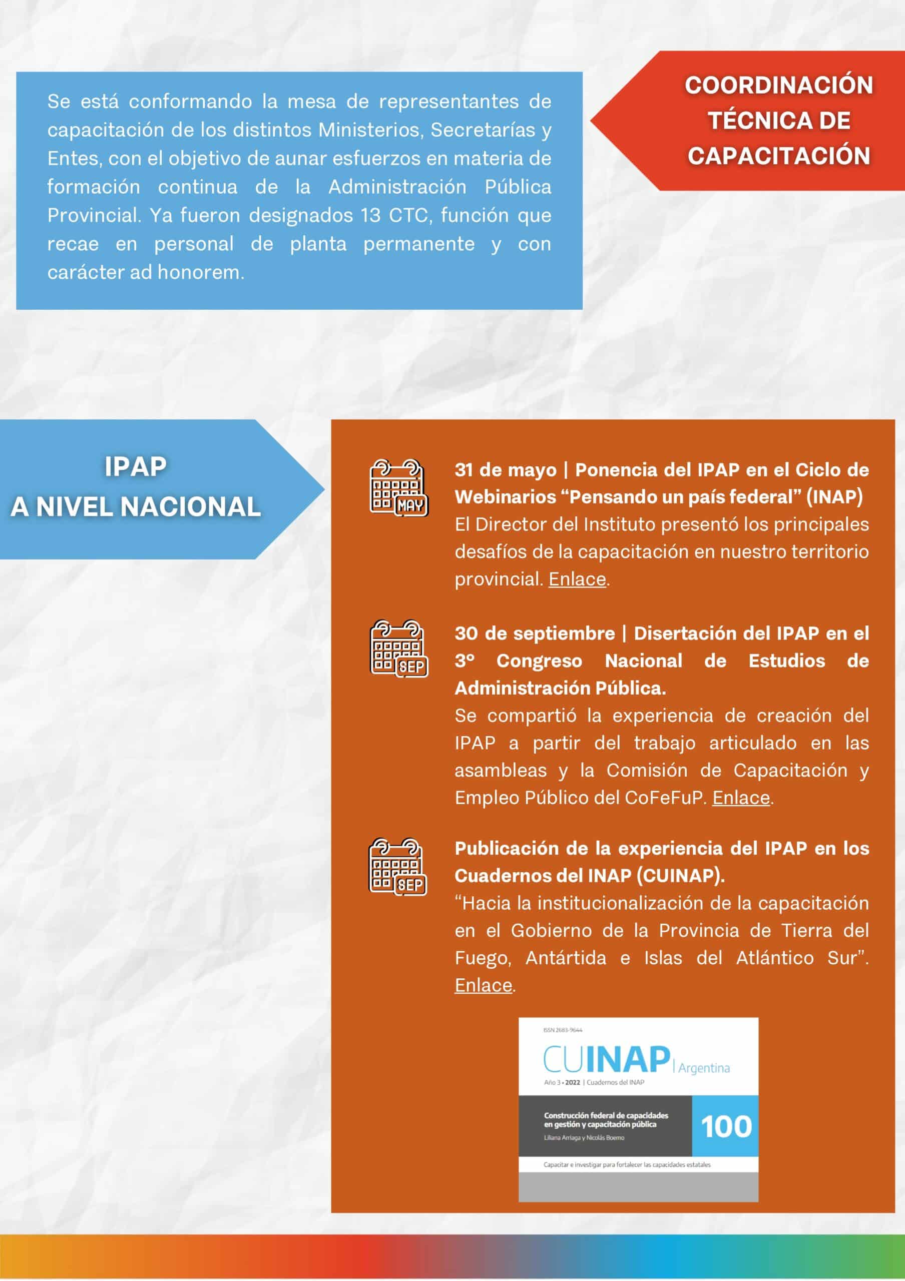 texto acerca de capacitaciones y de Ipap a nivel nacional