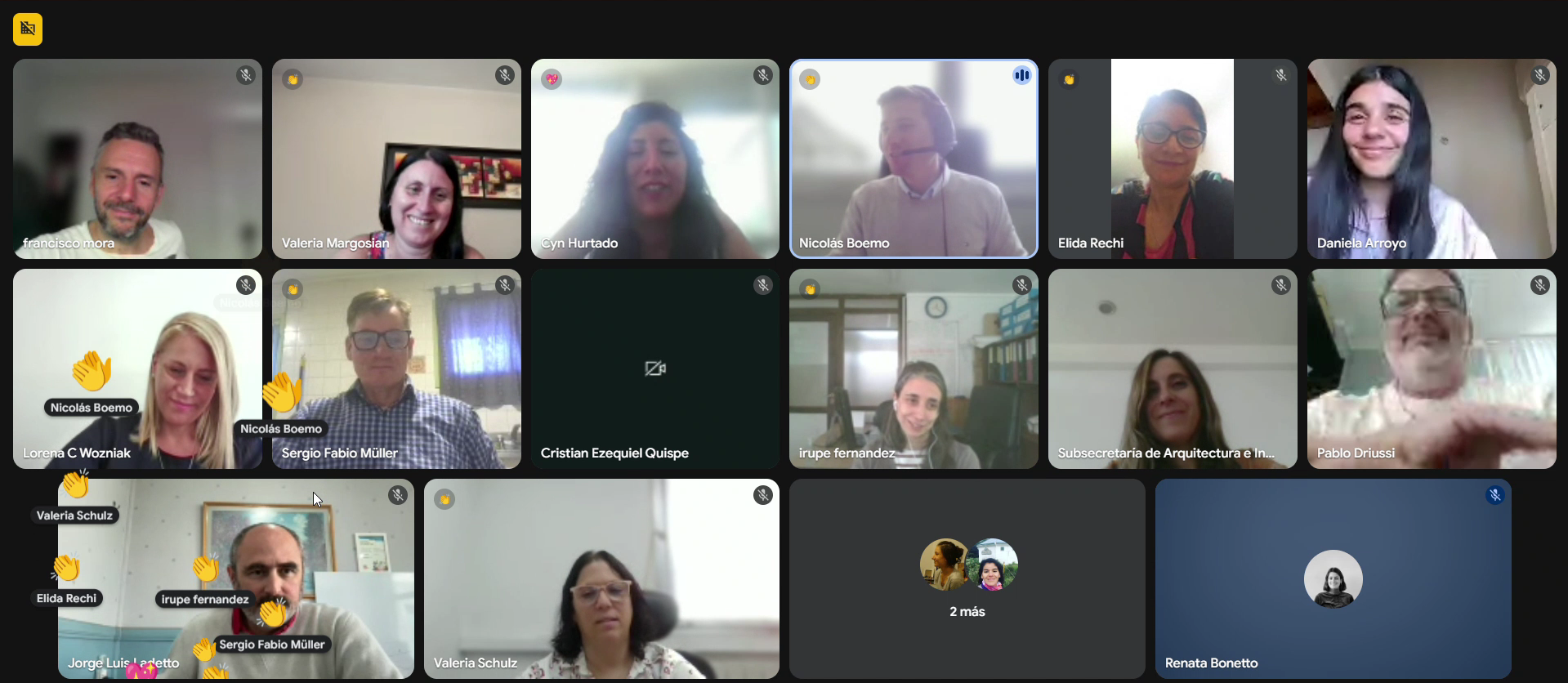 Una videollamada con veinte personas